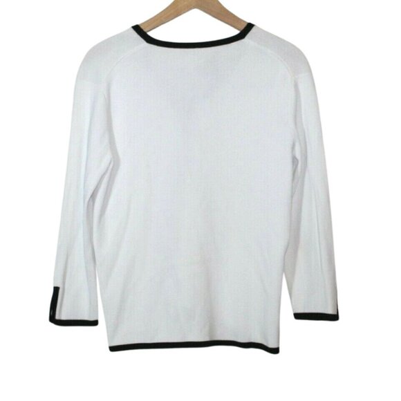 Vintage 90s slinky stretch knit womens cardigan size M white button up - Picture 6 of 8